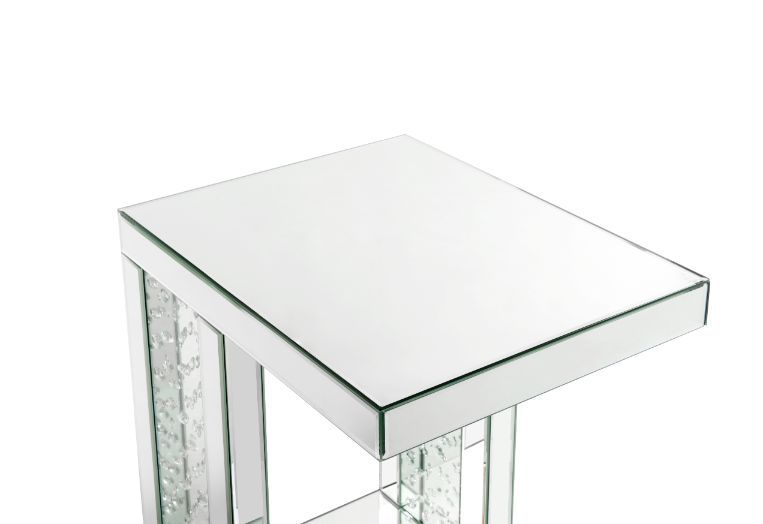 Nysa - 24" Accent Table - Mirrored & Faux Crystals Inlay