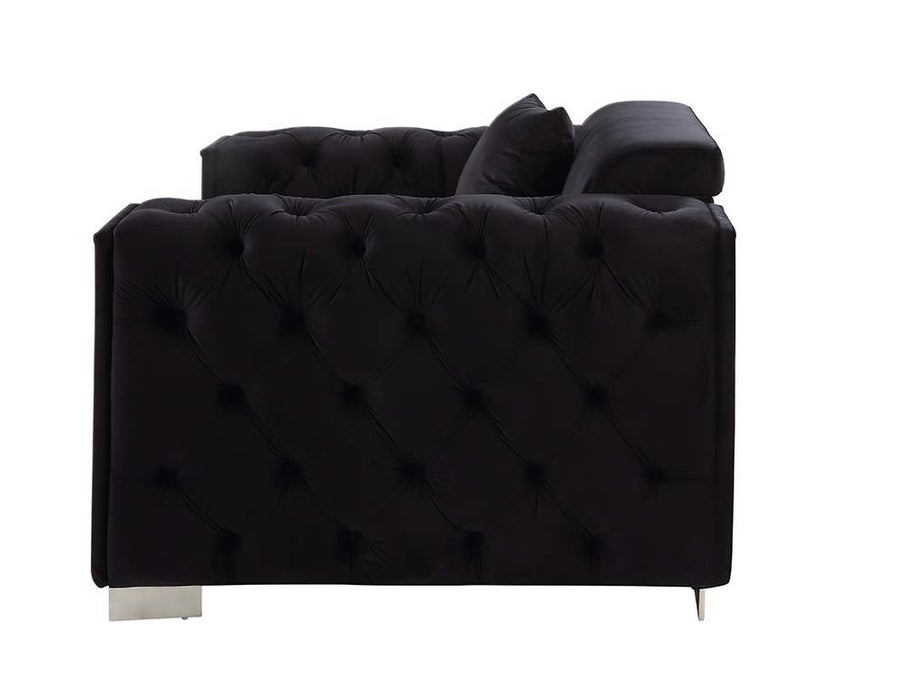 Trislar - Loveseat With 4 Pillows Same 52526) - Black Velvet