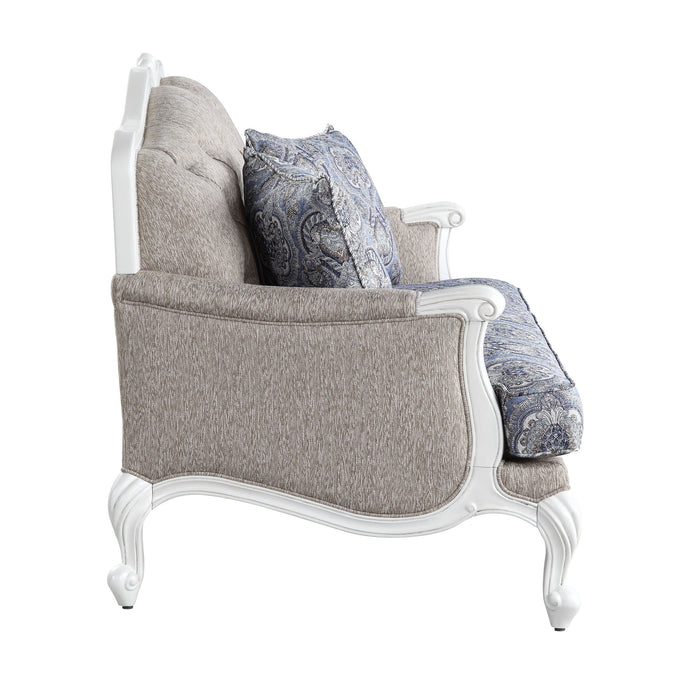 Ciddrenar - Loveseat With 3 Pillows - Fabric & White
