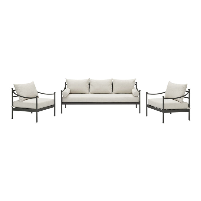 Leni - 3-Piece Outdoor Conversation Set - Moonveil / Warm Gray