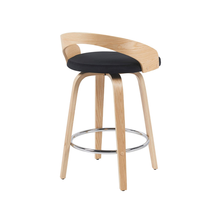 Sonia - Modern Swivel Counter Height Bar Stool - Patterned Oak Wood Finish