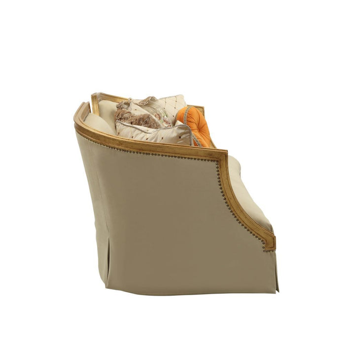 Daesha - Sofa With 8 Pillows - Tan Flannel & Antique Gold