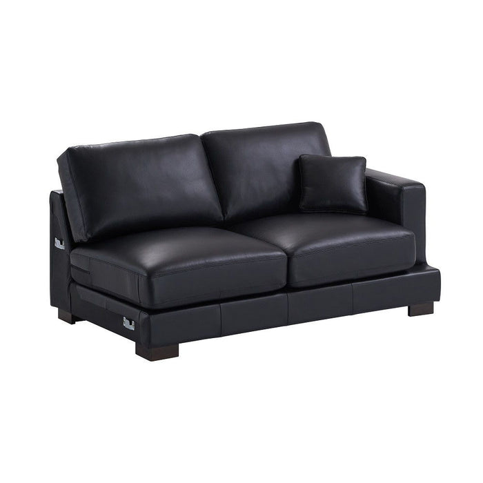 Geralyn - Sectional Sofa With 2 Pillows - Black Leather