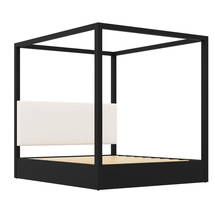 Canopy Platform Bed With Upholstered Headboard