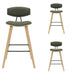 Fox - Bar Height Curved Back Wood Bar Stool With Faux Leather Seat