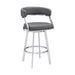 Dione - Swivel Faux Leather And Brushed Stainless Steel Bar Stool
