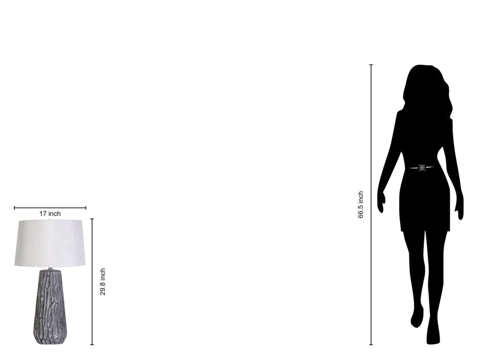 "Textured Elegance" Ceramic Table Lamp (Set of 2) - Gray