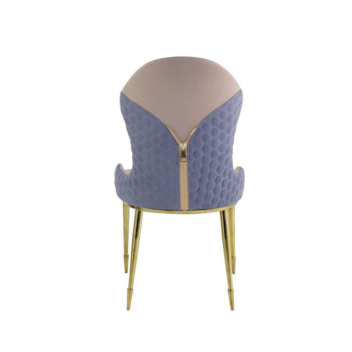 Caolan - Side Chair Set of 2) - Tan, Lavender Fabric & Gold