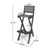 Outdoor Folding Acacia Wood Barstools With Rattan Backrest And Seat, (Set of 2) - Dark Gray