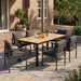7 Piece Outdoor Dining Set With Table And 6 Chairs - Black / Gray / Teak