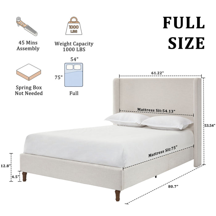 Harper - Tall Headboard Upholstered Bed / High Headboard / Elegant Simplicity / No Box Spring Needed