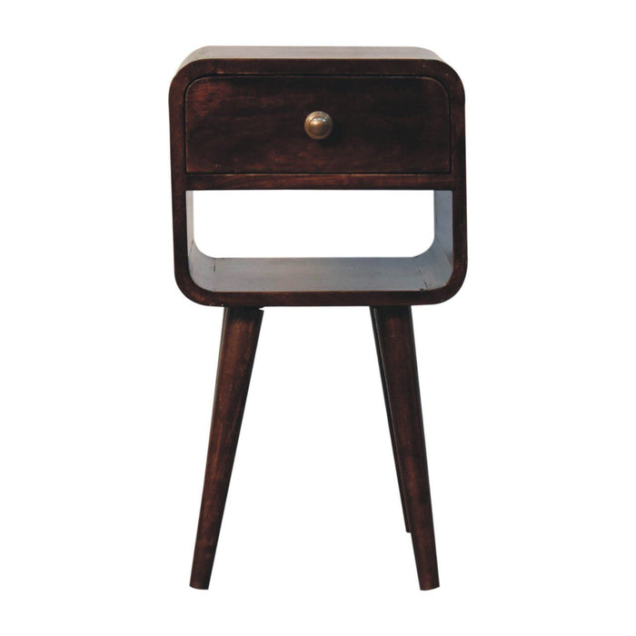 Mini California Curved Nightstand Wth Lower Slot