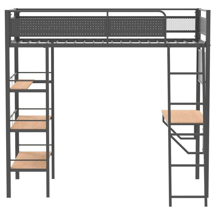 Campus - 3-Shelf Metal Twin Workstation Loft Bed
