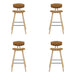 Fox - Bar Height Curved Back Wood Bar Stool With Faux Leather Seat
