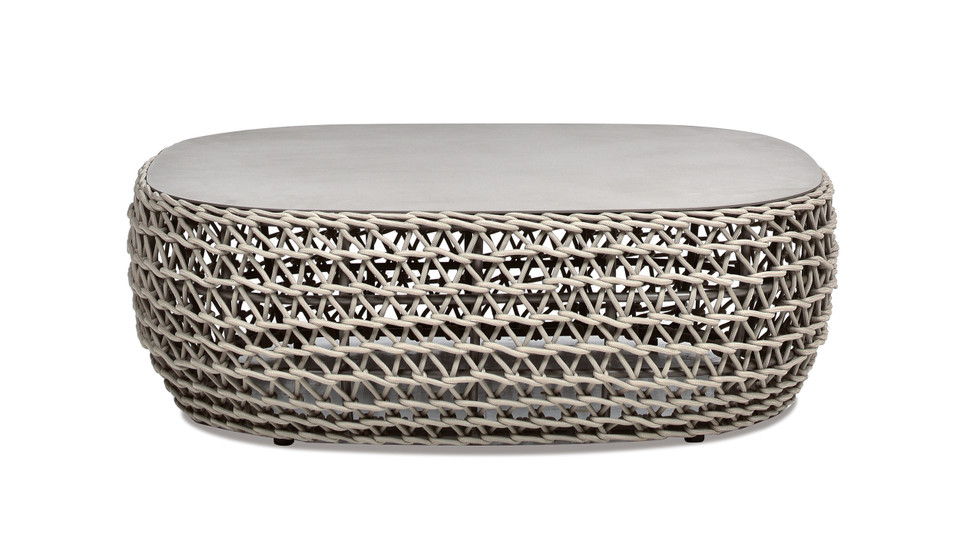 Willow - Oval Woven Patio Coffee Table, Wicker Frame