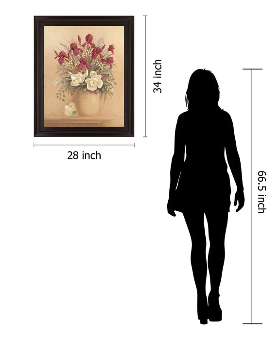 Burgundy Blossom Harmony - 28" x 34" Framed Wall Art