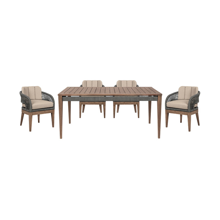 Orbit - 5 Piece Outdoor Patio Dining Set - Weathered Eucalyptus / Taupe