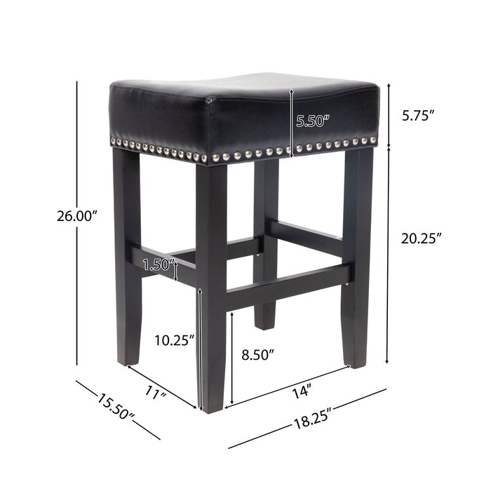 Soltique - Backless Dining Counter Stool With Nailhead Trim (Set of 2)