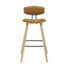 Fox - Bar Height Curved Back Wood Bar Stool With Faux Leather Seat