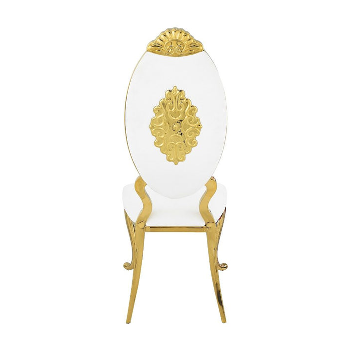 Fallon - Side Chair (Set of 2) - White Velvet & Mirrored Gold