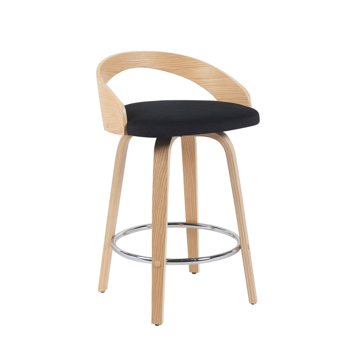 Sonia - Modern Swivel Counter Height Bar Stool - Patterned Oak Wood Finish