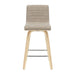 Vienna - 35.5" Swivel Counter Height Square Back Wood Bar Stool With Faux Leather Seat