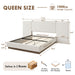 Muse - Queen Upholstered Platform Bed Frame - Ivory / Light Gray / Camel Oak