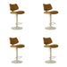 Leland - Adjustable Swivel Curved Back Wood Bar Stool With Faux Leather Seat