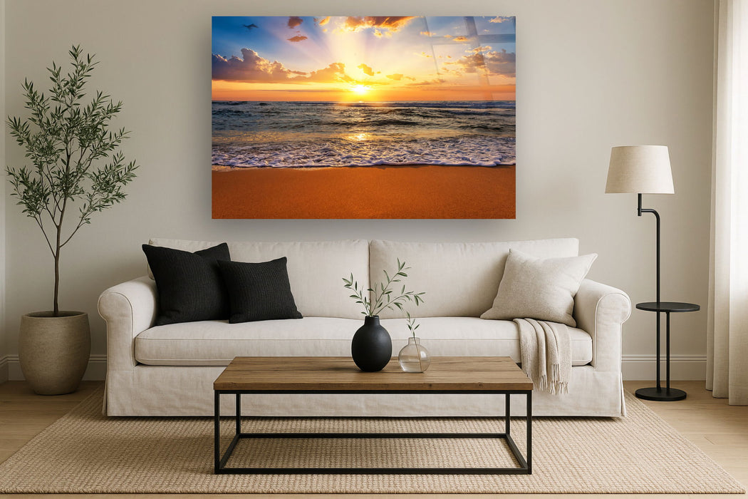 Tempered Glass With Foil - Sunset Beach - Beige