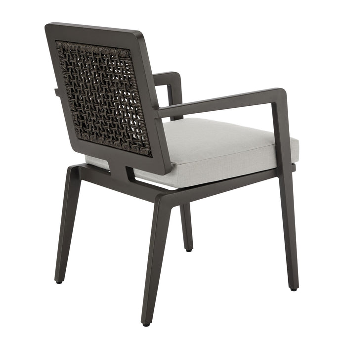 Avila - Outdoor Dining Chair With Woven Rattan Back Aluminum Frame And Cushion (Set of 2) - Dark Bronze / Silver Ash