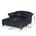 Upholstered Chaise Lounge & Scroll Arms, Turned Legs And 2 Pillows - Charcoal