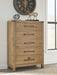Ridgester - Five Drawer Chest - Light Brown
