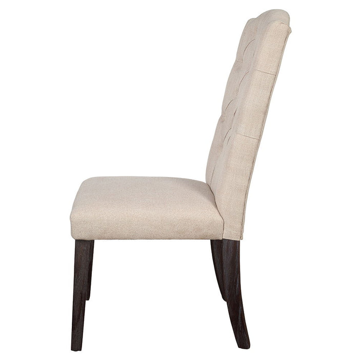 Gerardo - Side Chair Set of 2) - Beige Linen & Weathered Espresso