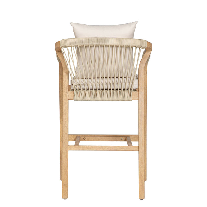 Delfina - Outdoor Barstool (Set of 2) With Cushion - Natural Eucalyptus / Cream Cushion