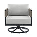 Felicia - Outdoor Patio Swivel Rocking Chair - Black Aluminum And Gray Rope With Cushions