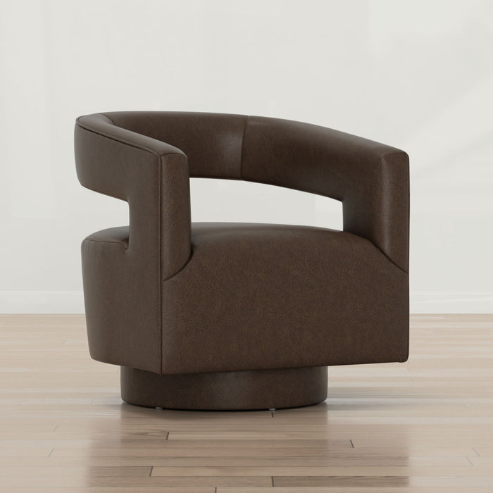 Swivel Accent Chair With Geometric Backrest