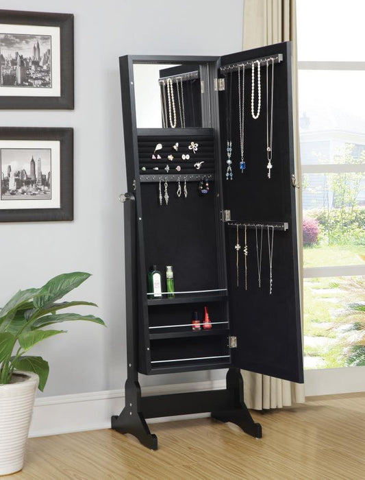 Cortez - Storage Jewelry Cheval Mirror - Black Sacramento Furniture Store Furniture store in Sacramento