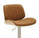 Brock - Adjustable Swivel Curved Back Wood Bar Stool With Faux Leather Seat