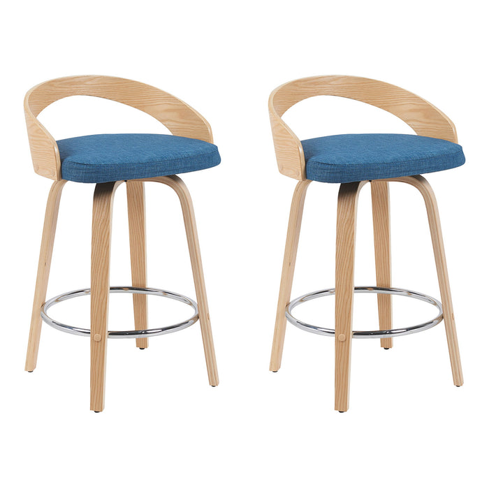 Sonia - Modern Swivel Counter Height Bar Stool - Patterned Oak Wood Finish