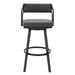 Scranton - 26" Swivel Modern Metal And Faux Leather Barstool - Slate Gray / Black