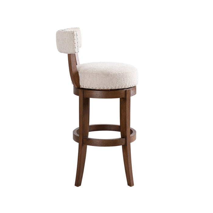 Mystic - Solid Wood Upholstered 30" Bar Height Swivel Barstool