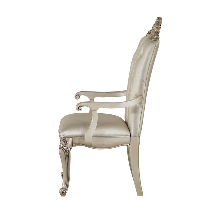 Gorsedd - Arm Chair Set of 2) - Cream Fabric & Golden Ivory