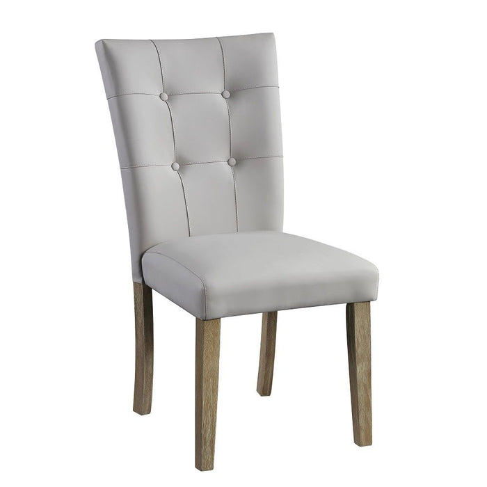 Charnell - Side Chair Set of 2) - Gray Synthetic Leather & Oak
