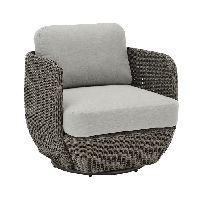 Amira - 3-Piece Outdoor Swivel Lounge Chair Conversation Set - Light Gray / Deep Bronze