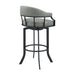 Edy - Swivel 30" Black Finish And Faux Leather Bar Stool - Gray