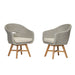 Modern Coastal Rattan Dining Chairs, (Set of 2), Solid Wood Legs - Beige