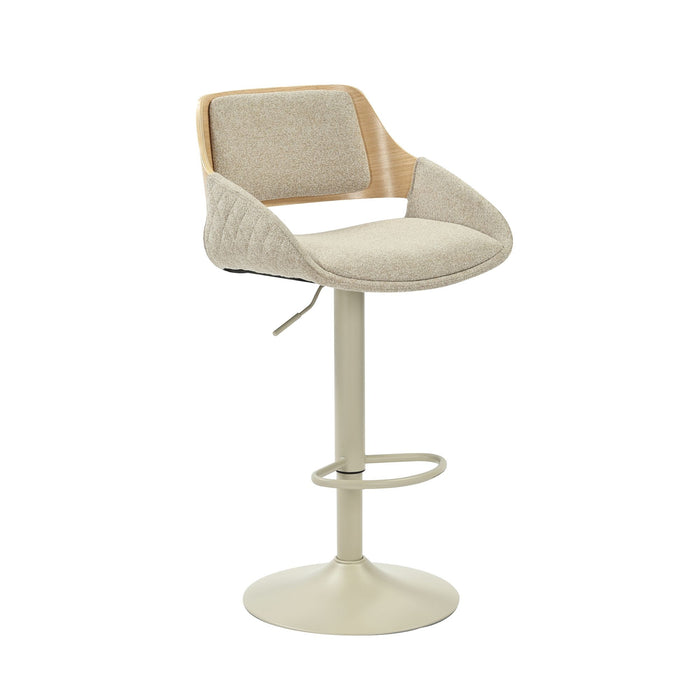Colby - Contemporary Adjustable Swivel Stool With Curved Arm Design And Upholstered Seat - Desert Sand