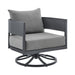 Argiope - Outdoor Patio Swivel Rocking Chair - Gray Aluminum With Cushions