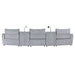 Fullar - Modular Console With Speaker & Cup Holder - Light Gary Chenille