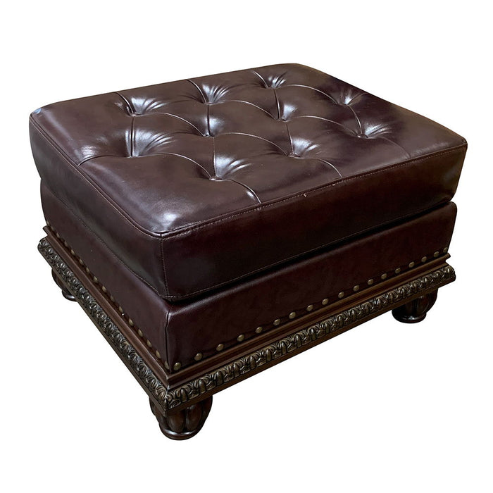 Anondale - Ottoman - Espresso Top Grain Leather Match & Cherry